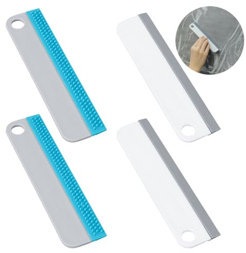 Rasqueta limpiacristales, 4 x escobilla de Ducha, Limpia Cristales Profesional, escobilla de Cristal con Espejo de Ducha de plástico, Esencial en Limpieza Hogar Cocina y Baño