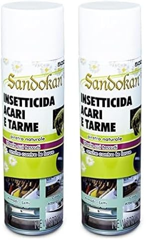 Sandokan, Insetticida Acaricida Spray 500ml, Spray Antiacaro per Materassi e Tessuti a Base di Piretro Naturale, Anti Acari Tarme Zecche e Ragni, Non Macchia e Non Puzza, Made in Italy
