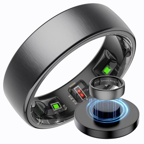 Bague intelligente en acier inoxydable pour homme et femme - Étanche - 5 ATM - Suivi de fitness - Android iOS - Suivi du sommeil - Moniteur de fréquence cardiaque - Suivi de fitness - Podomètre