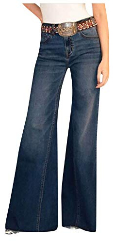 Lxitoler Flare Jeans avec Poches Bootcut Jeans Femme Bootleg Délavé À Franges Pantalon Évasé Jean Taille Haute Large Pantalon Stretch Patte D'Elephant