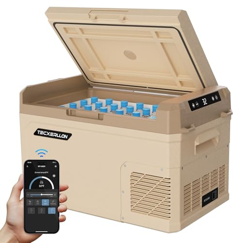 TECXERLLON 12V Car Refrigerator 30 Quart Portable Freezer, 55 Hours Extended Cooling, Car Fridge for Vehicles, 12V Portable Cooler for Camping, Truck, RV, SUV, Road Trips & Travel