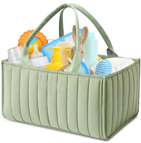 Babywrap-arrangör, skötredskap, skötväska, skötbord, skötkorg, blöjorganisator, filtväska med fack - bärbar och vikbar (grön B)