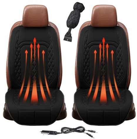 LRF-yxkj Coprisedili Riscaldati per Auto 45 °C-65°C Chauffage Rapide, Contrôle Intelligent 12v Sedile Caldo per Auto Include Guanti E Pala da Neve,Black-2PCS