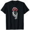 Skelett Hand hält rote karminrote Rose Blume Gothic Flora T-Shirt