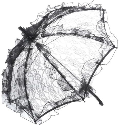 ULTECHNOVO Bridal Umbrella Wedding Umbrella for Bride Lace Parasol Embroidery for Outdoor Wedding Ceremony Reception Small Fits Comfortably in Hand