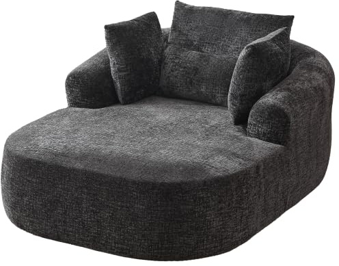 Oversized Chenille Chaise Lounge Chair, Modern Curved Sofa for Home | High-Density Foam Padding, Cloud-Like Soft Chenille Fabric