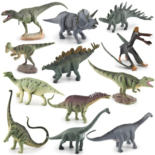 Mini Dinosaurios Juguetes para Niños, 12 Piezas Pequeños Figuras de Dinosaurios Miniaturas Realistas, Mini Dinosaurios de Plástico, Dinosaurio Juguete, Regalos de Cumpleaños para Niños y Niñas
