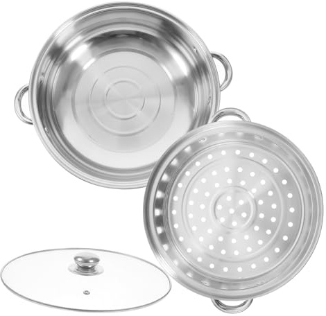 Ipetboom Olla Vaporera Inoxidable Gruesa Doble y Asas Ergonómicas para Cocinar Verduras Pescado y Aves Cocina y Profesional
