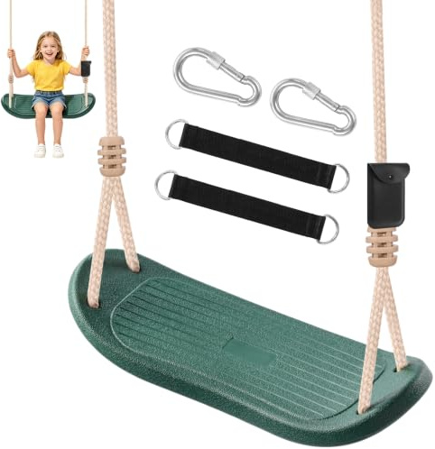 Hryniiex Heavy Duty Swing Seat, Kids Swing with Adjustable Rope, Green