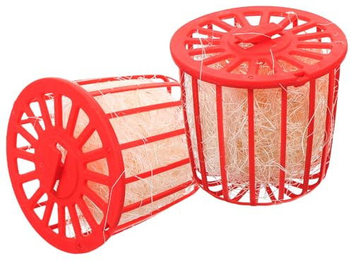 FOMIYES Nid Suspendu pour Perroquets en Jute Naturelle, Bol de Nidification Rouge pour Cage à Oiseaux, Litière de Nidification Polyvalente pour Oiseaux et Canaris, Lot de 1 Abri