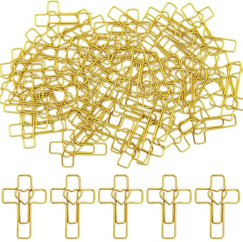 Saituo Home 50 Piezas Clip Corazón y Cruz Huecos, Clips Dorados Decorativos