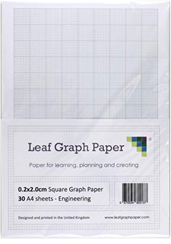 A4 Graph Paper 2mm 0.2cm Squared Engineering - 30 Loose-Leaf Sheets - Grey Grid