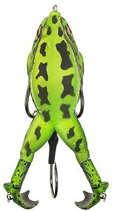 LUNKERHUNT Prop Frosch Angelköder zum Barschangeln | Realistischer Froschköder mit Prop Action (Grüner Tee) | Forellen- und Hechtköder, Süßwasserköder mit Hohlkörper, unkrautlose Haken