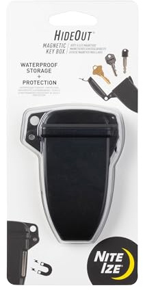 Nite Ize Hideout Magnetic Key Box - Waterproof Key Hider - Magnetic Key Holder & Box - Waterproof Key Storage for Spare Keys - Black, Large