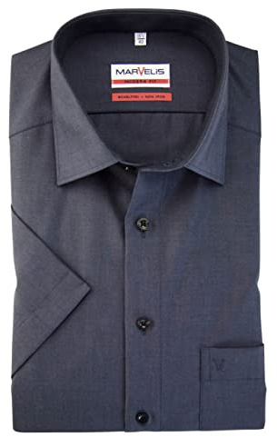Marvelis Modern Fit Chemise à manches mi-longues en chambray Anthracite - Noir - taille col: 45