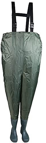 Q-Tac PVC Wathose mit rutschfesten Stiefeln, Anglerhose Größe 41 – 46 (43)