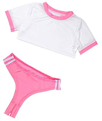 YUANMO Dräkter för kvinnor, flickor, sexig bodysuit, underklädesset, anime, rollspel, cosplay, kostymtopp med stringtrosa 2 st set
