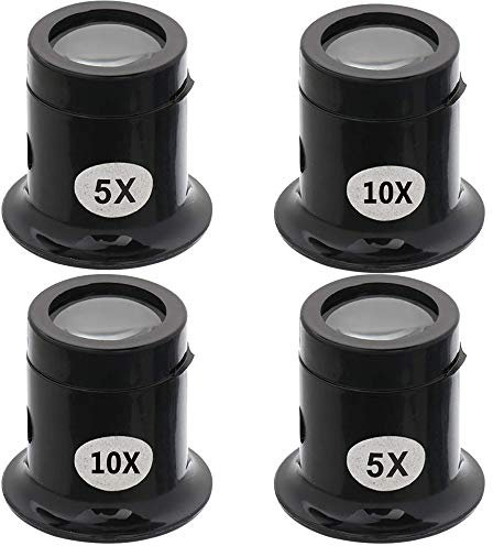 Uhrmacherlupe Vergroesserungsglas, 4 Stück 5x/10x Uhrmacher Auge Okular Juwelier Okular für Schmuck, Diamanten, Edelsteine, Münzen, Gravuren Lupe