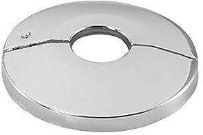 tecuro Scharnierrosette Ø 43 mm x Ø 74 mm x 12 mm - Messing verchromt für die saubere Verkleidung von Leitungsrohren oder Bodenbelag