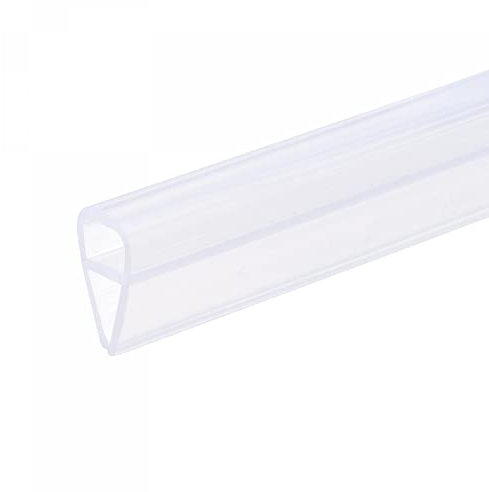 sourcing map Frameless Glass Shower Door Sweep 177.17 Long for 1/4(6mm) Glass U-Type Door Side Seal Strip