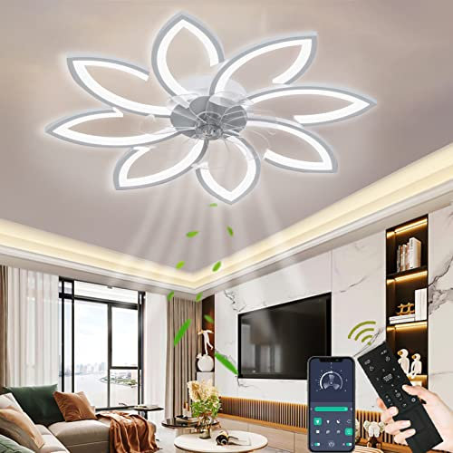 Wildcat Ventilateurs de plafond avec lumières, 90 cm, plafonnier LED moderne à intensité variable avec ventilateur et télécommande, silencieux, design créatif à 8 lumières, ventilateur de plafond pour