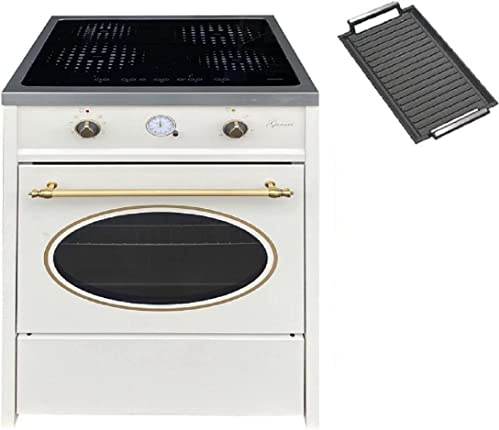 GURARI fornello a vetro ceramika a libera installazione GCH E 612 Cr r + Piastra grill in ghisa, Range Coocker, 8 funzioni, grill, 4 zone di cottura, 4x booster