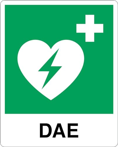 GLOBAL CARTELLO SEGNALETICO - DAE - Adesivo Extra Resistente, Pannello in Forex, Pannello In Alluminio (10x15 cm, Adesivo)