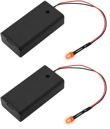 OTOTEC 2er-Pack 5 mm rote LED-Alarme, falsche Alarme mit vorverdrahtetem Batteriehalter für Autos, Boote, Motorräder, Garagen, AA-Batterien nicht im Lieferumfang enthalten