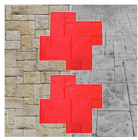 YJKKZQLB Stück dekorative Steinfliesen-Betonstrukturmatten, 90 cm x 90 cm, DIY-Betonstempel, dekorative Betonbodenstempelform für den Außenbereich für Zement