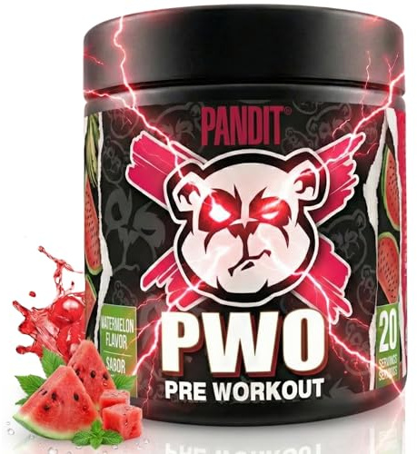 Pandit Pre entreno | Más Óxido Nítrico con Creatina Monohidratada | Preentreno Fuerte con Cafeína | Pre Workout Gimnasio en Polvo | Monohidrato de Creatina | Beta Alanina (240g, Sandía)