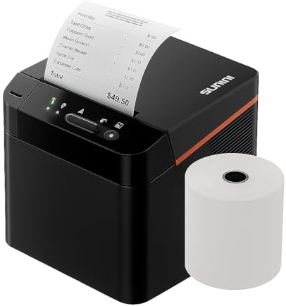 SUNMI Cloud Printer - Imprimante Reçus Ticket Caisse Papier Thermique 80mm | Imprimante de Reçus sans Encre, Machine Ticket de Caisse, Coupe Automatique Vitesse 250 mm/s, Windows USB RJ11 Wifi Bluetooth
