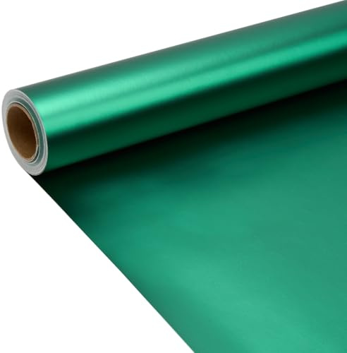 Rollo de papel de regalo verde mate, 9 m x 43 cm, color liso, con brillo perlado para cumpleaños, Navidad, baby shower y decoración de festivales