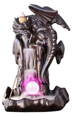 Keramik Räuchergefäß Wasserfall, Figur mit Rückfluss-Effekt, Räucherstäbchenhalter für Meditation und Aromatherapie (Dragon)
