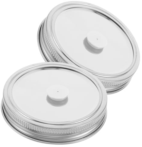 GLEAVI 2pezzi Sigillatrice Sottovuoto Per Barattoli in Acciaio Inossidabile Kit Di Coperchi Riutilizzabili Colino Accessorio Per Conservazione Alimenti e Fermentazione