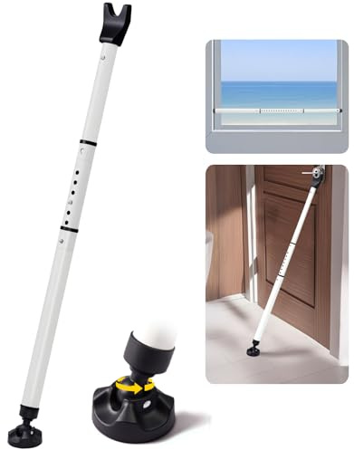 Asta di sicurezza regolabile, ad alte prestazioni, per finestre e porte scorrevoli, con base antiscivolo a 360°, per casa e viaggi, fermaporta di sicurezza per tutti i tipi di pavimento (confezione da