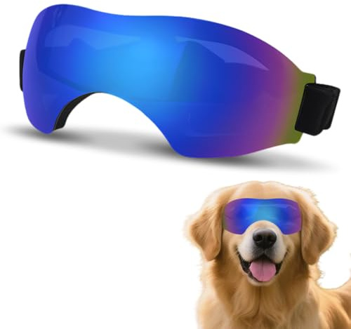 XFSRG Gafas de Sol para Perros Ajustable Moda Espejo Azul Protección UV Gafas para Mascotas Perros Pequeños y Grandes Accesorios de Verano (Azul)