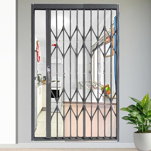 Inferriate per Finestre Barra di Sicurezza per Porta a Soffietto con Serratura, Protezione per Porta e Finestra a Soffietto Cava, Altezza 90 110 140 150 160 180 203 210cm, Rete di Sicurezza in Allumin