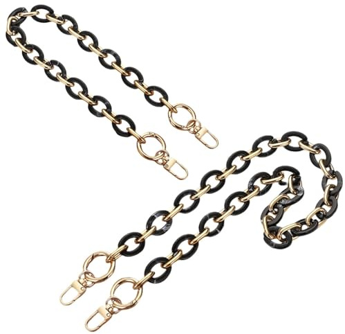 HUANR 2 Piezas Cadenas para Bolsos, Desmontable Asas para Bolsos Crochet, Negro Reemplazo Cadena Bolso, 40 cm y 60 cm, para Bolso de Hombro y Bolsos-Mano