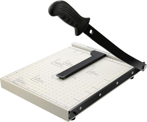 COOCHEER Paper Cutter Guillotine A4 10 Sheets-White | Heavy duty Paper Trimmer with blade lock safety. Ideal for photos, crafts and office-Home. Metal Base