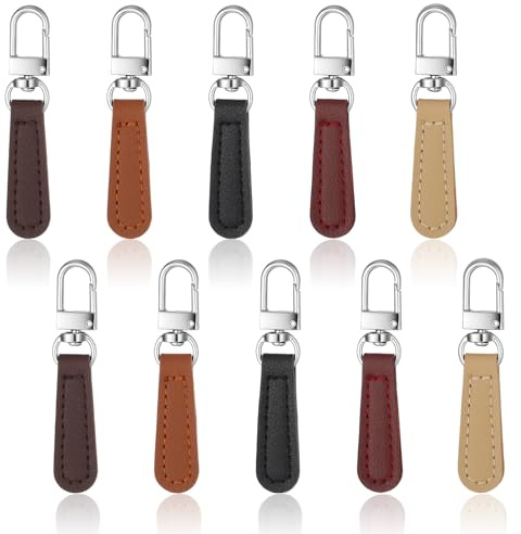 ElevateTech 10 tiradores de cuero de repuesto con cremallera decorativos para equipaje, mochilas, maletas, chaquetas, bolsos, multicolor