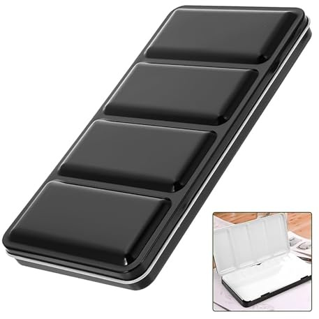 Boîte à Aquarelle Vide en Métal Premium pour 48 Demi-poêles ou 24 poêles entières Comprenant Une Un Anneau de Pouce, Un Organisateur de Fournitures