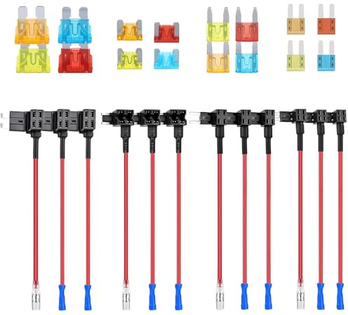Forbabe Ladrón de corriente para coche, 12 unidades, 4 tipos, fusibles planos estándar