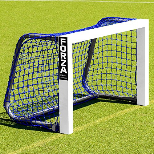 FORZA Mini-Hockeytor – 0,9m x 0,6m klappbares Aluminium Tor │ schwarz und blau Netzoptionen (Blau)