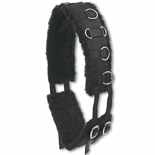 AMKA Longiergurt mit weichem Kunstfell unterlegt, 12 Ringe, schwarz