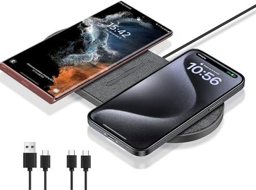 40W Wireless Charge pad,Dual 20W schnelle kabellose Ladepad für iPhone 16 15 14 13 12 11/Pro/Pro Max,Apple Airpods 4/3/Pro,15W 2 in 1 Kabellose Ladestation für Samsung Galaxy S24/Galaxy Buds