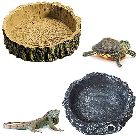 WideSmart Reptilien Wasser Tablett,2 Stück Reptilien-Feeder Reptilien Fressnapf Reptile Feeder Dish Reptile Näpfe Reptilien Wasserschale Reptil Food Bowl für Reptilien Schildkröte Eidechse Chamäleon