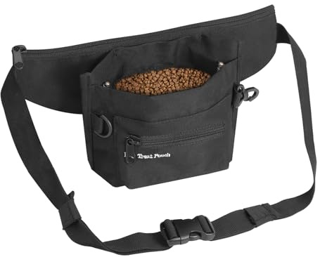 ORIA Dog Treat Pouch, Dog Walking Bag, Treat Pouch for Dog Training with Fixable Metal Shrapnel, Easily Carries Phone&Keys, Hands-Free Dog Walking Bumbag for Travel or Outdoor Use, Black