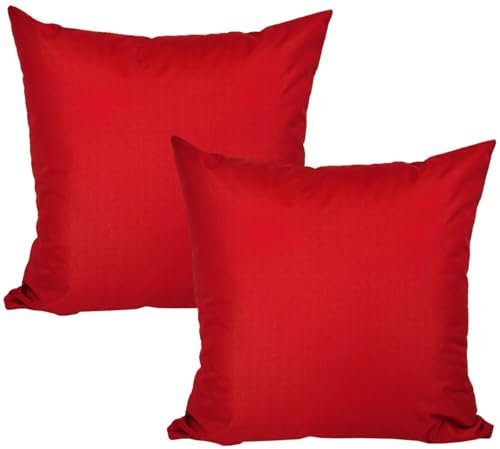 JACK 2er Set Outdoor Kissenhülle Kissenbezug 50x50cm Wasserfest Sitzkissen Lounge Kissen Garten Stuhl Lotus Effekt, Farbe:Rot