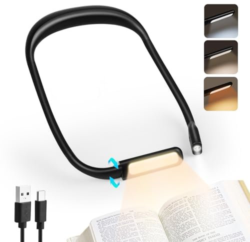 VFANDV Hals Leselampe Buch, 3 Farben LED Buchlampe Stufenlos Dimmbar Tragbar Nackenlampe, Ergonomisches Design Leselampe für Stricken, Reparieren, Camping, Lesen im Bett bei Nacht