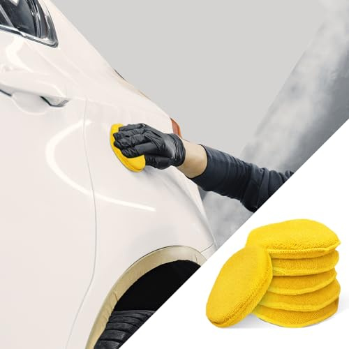 RGOAANC 6PCS Microfiber Wax Applicator Pads, Polishing Pad, 5 Cars Wax Applicator Foam Sponge, Car Accessories Buffing & Detail Polishing Foam Pads Suitable for Car Cleaning and Fine Polishing